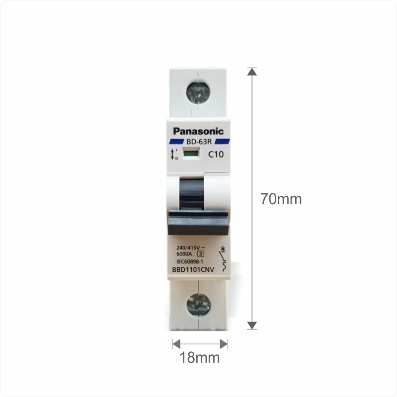 Cầu dao tự động Aptomat MCB 1P 10A Panasonic BBD1101CNV 6kA
