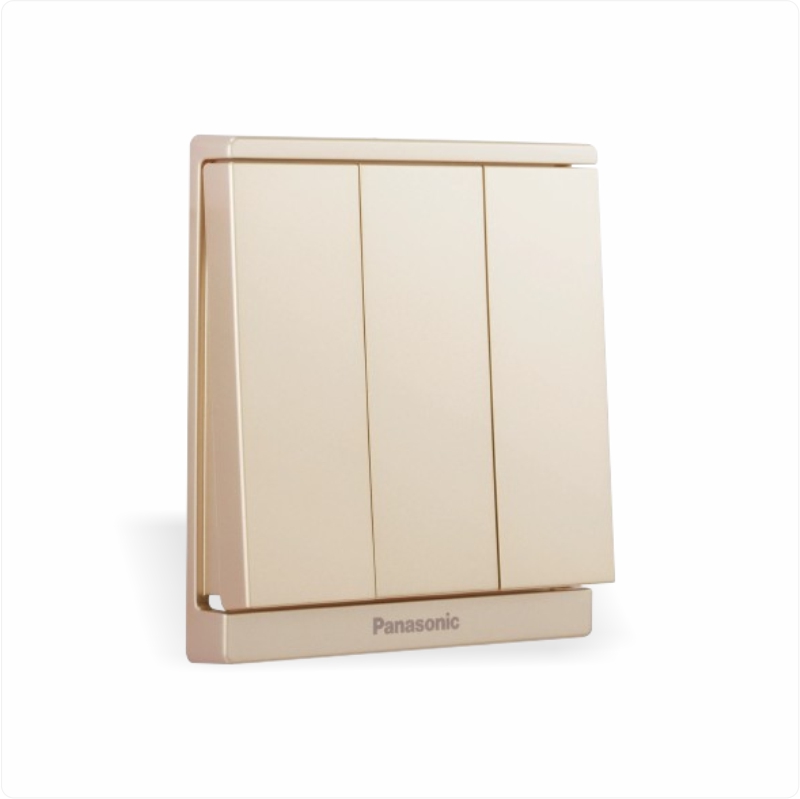 Bộ 3 công tắc 1 chiều Panasonic Moderva WMF505-VN Màu Vàng ánh kim