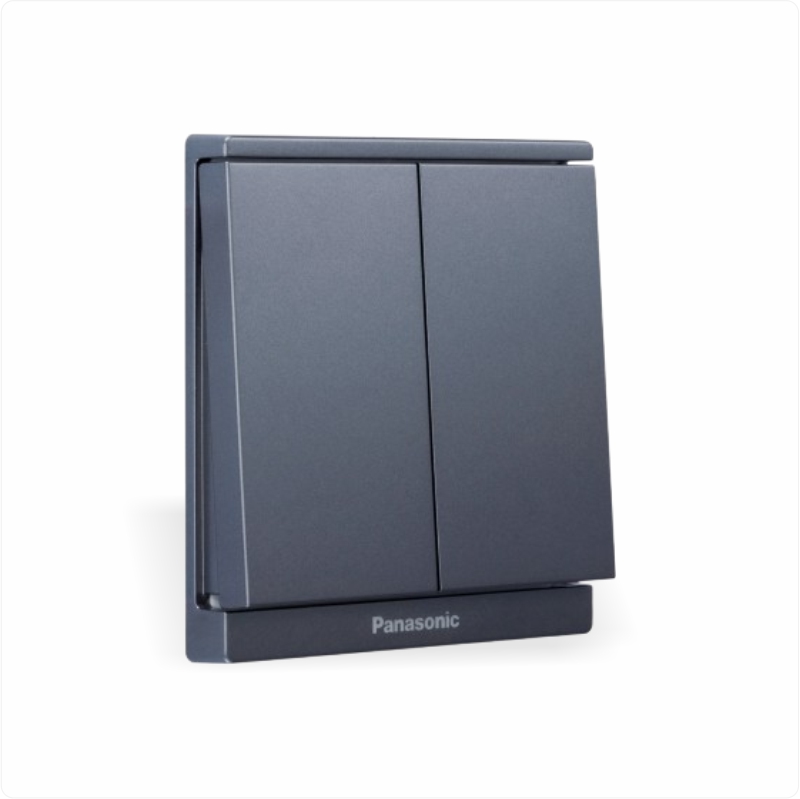 Bộ 2 công tắc 1 chiều Panasonic Moderva WMF503MYH-VN Màu Xám ánh kim