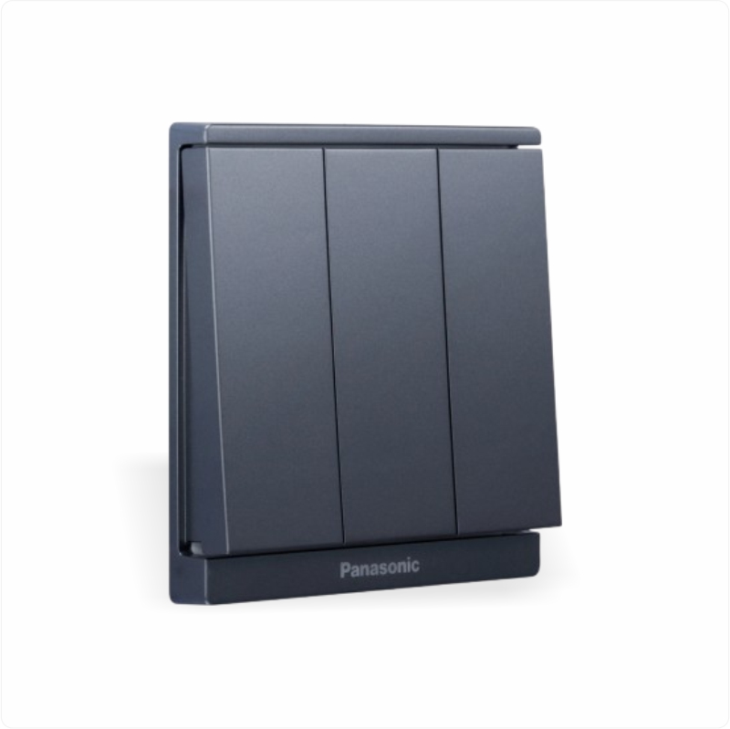 Bộ 3 công tắc 1 chiều Panasonic Moderva WMF505MYH-VN Màu Xám ánh kim