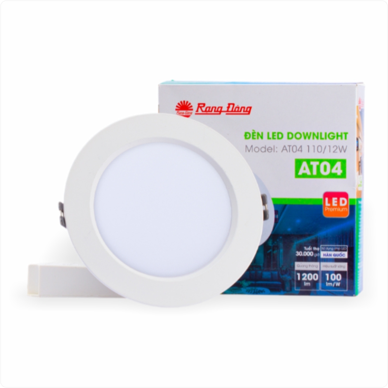 Đèn LED Downlight Âm trần Rạng Đông AT04 12W Lỗ khoét 110mm
